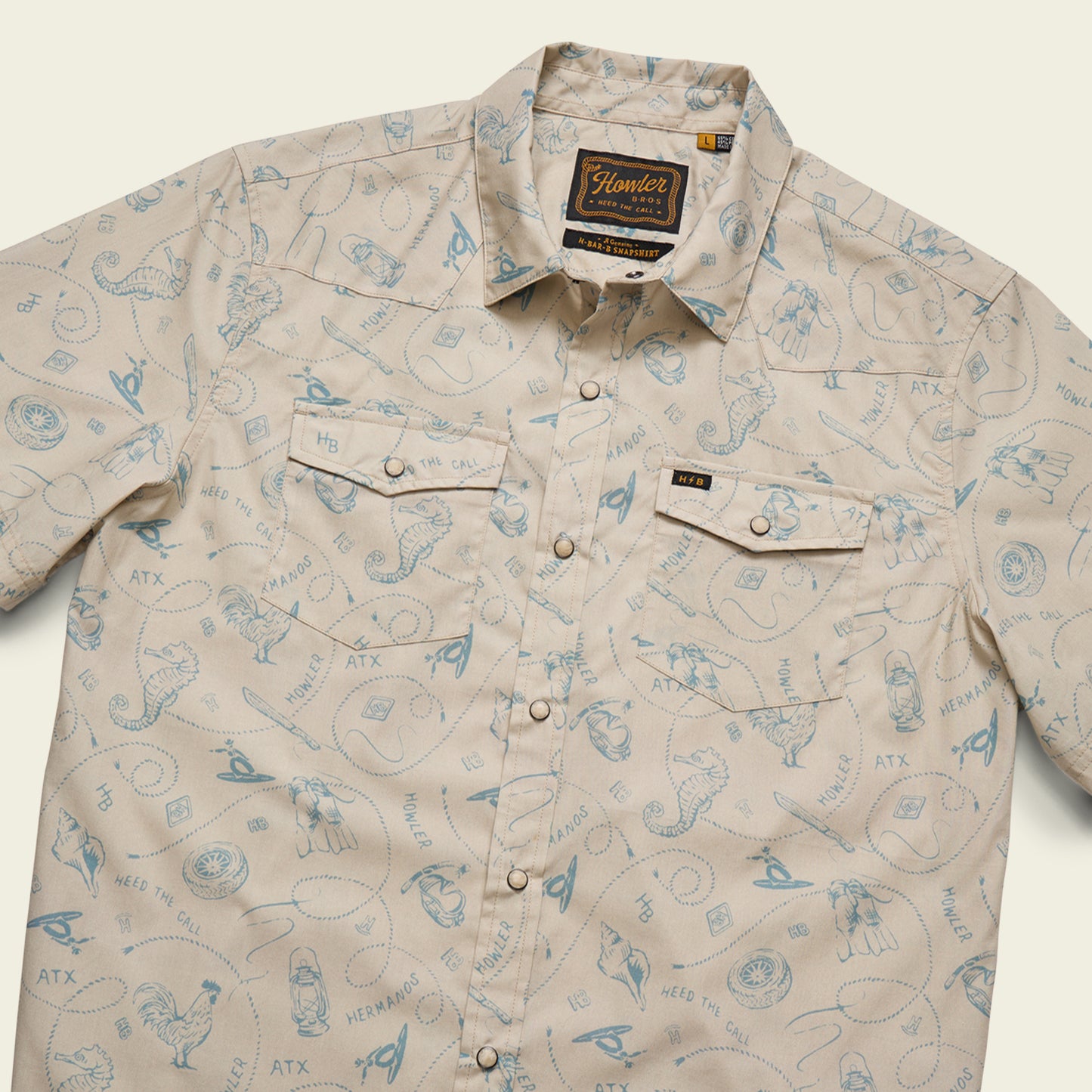 H Bar B Snapshirt - Sea Rodeo : Sand