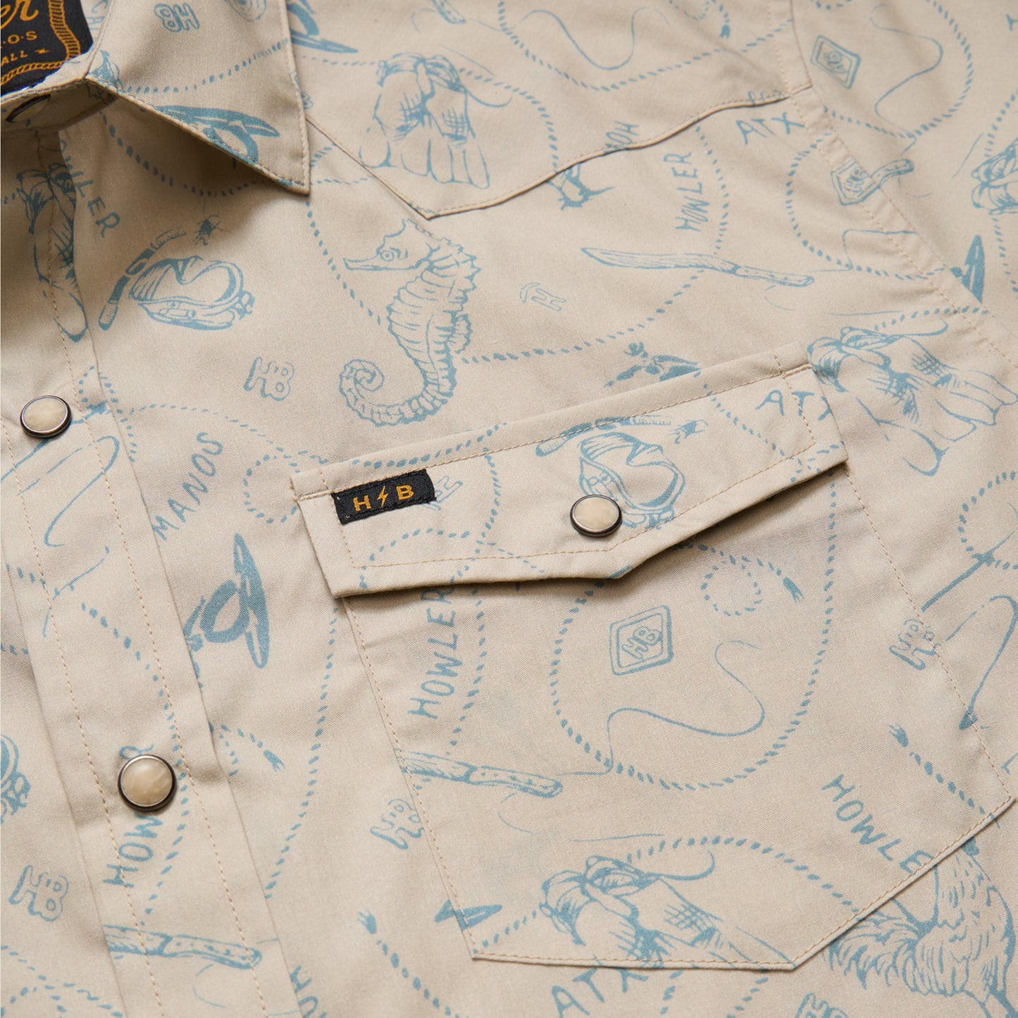 H Bar B Snapshirt - Sea Rodeo : Sand