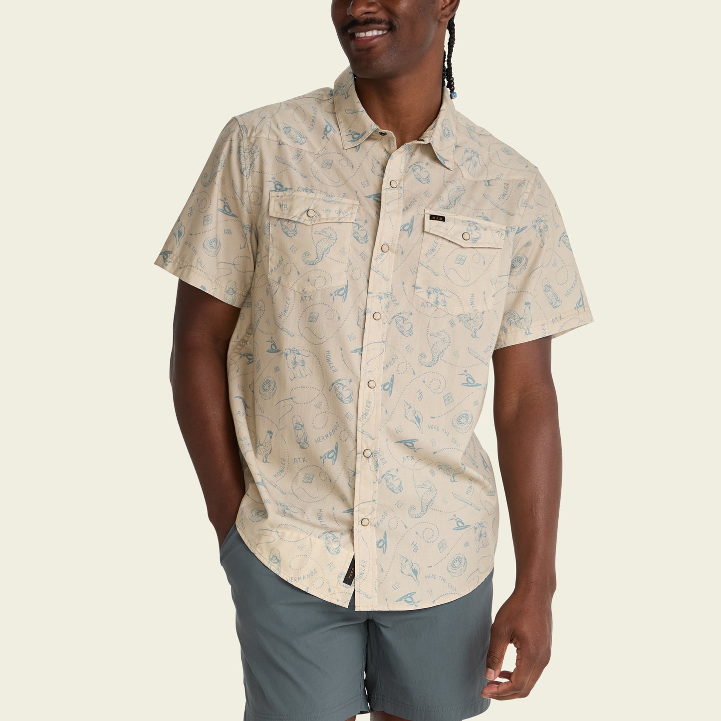 H Bar B Snapshirt - Sea Rodeo : Sand