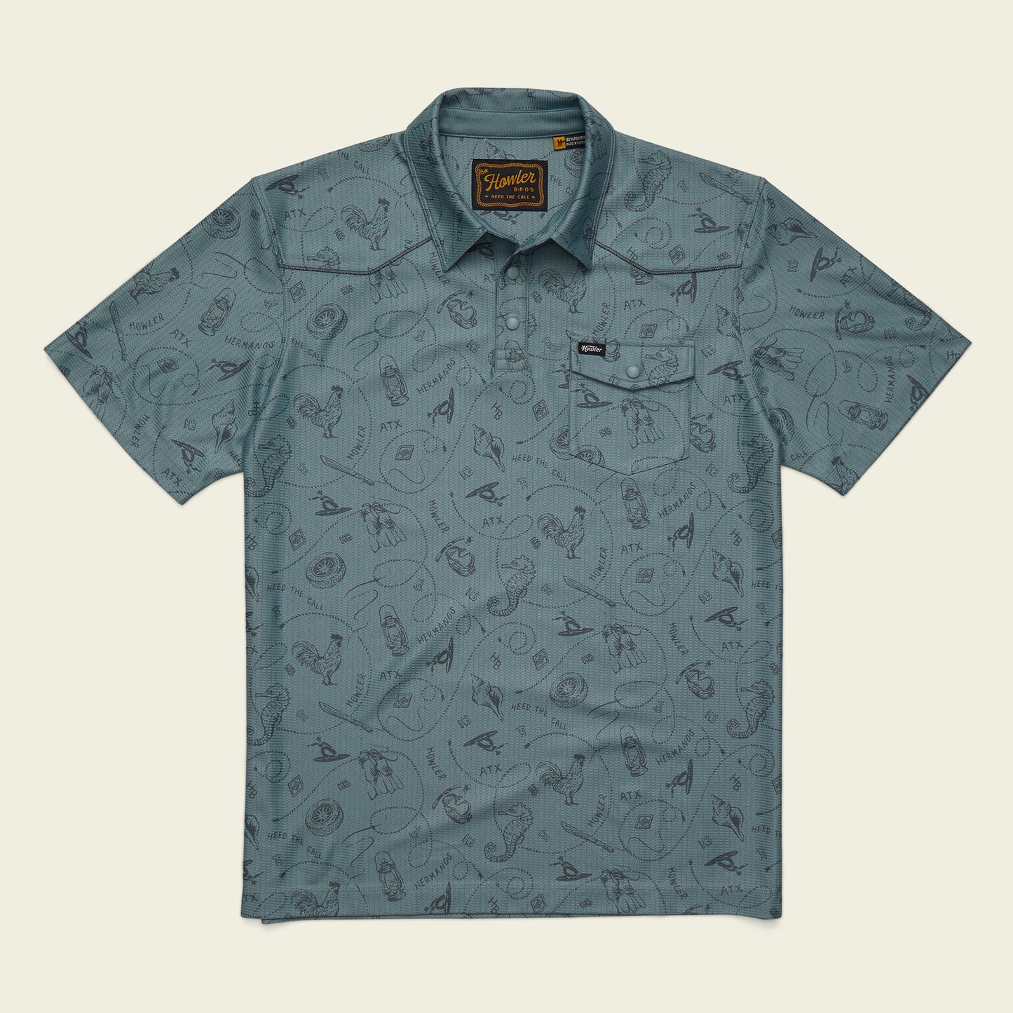Ranchero Tech Polo - Sea Rodeo : Iron Blue
