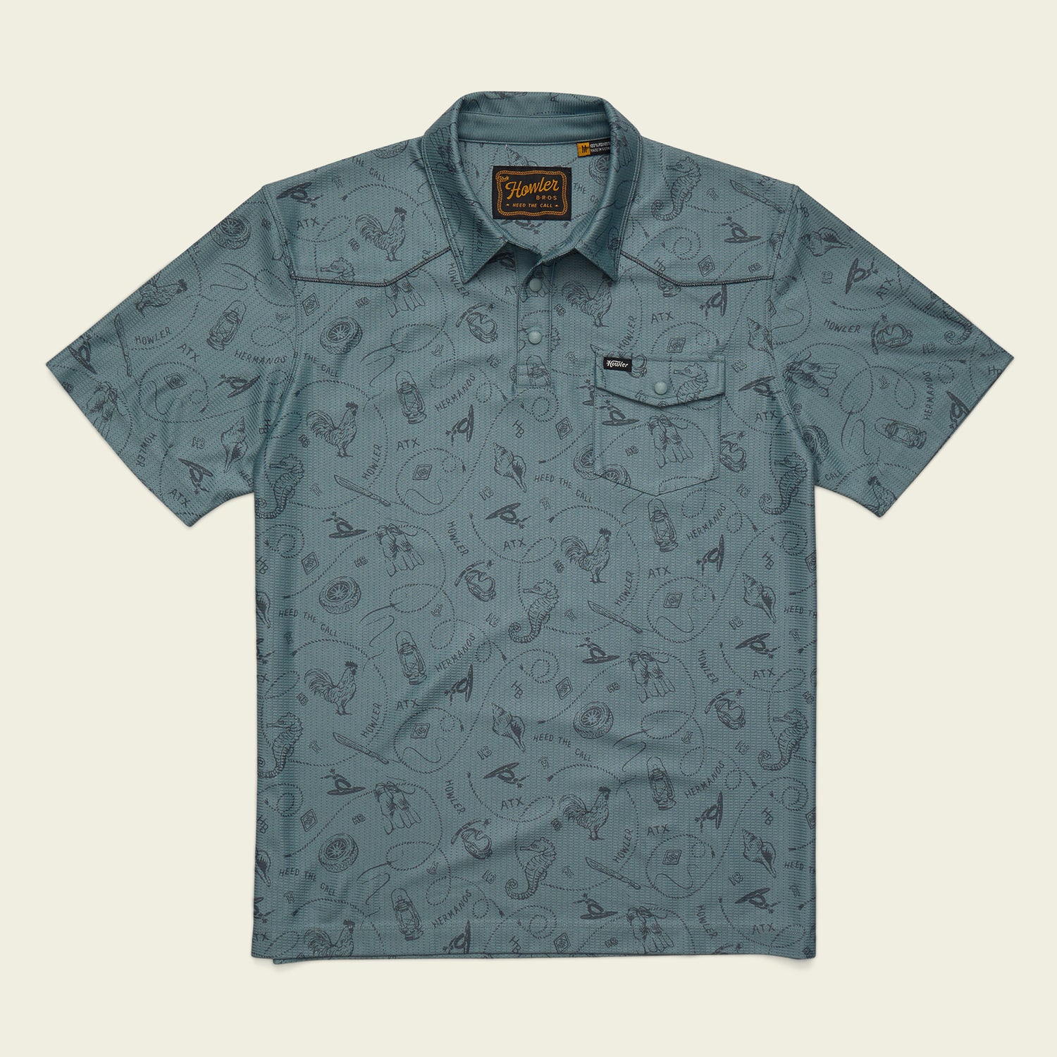 Ranchero Tech Polo - Sea Rodeo : Iron Blue