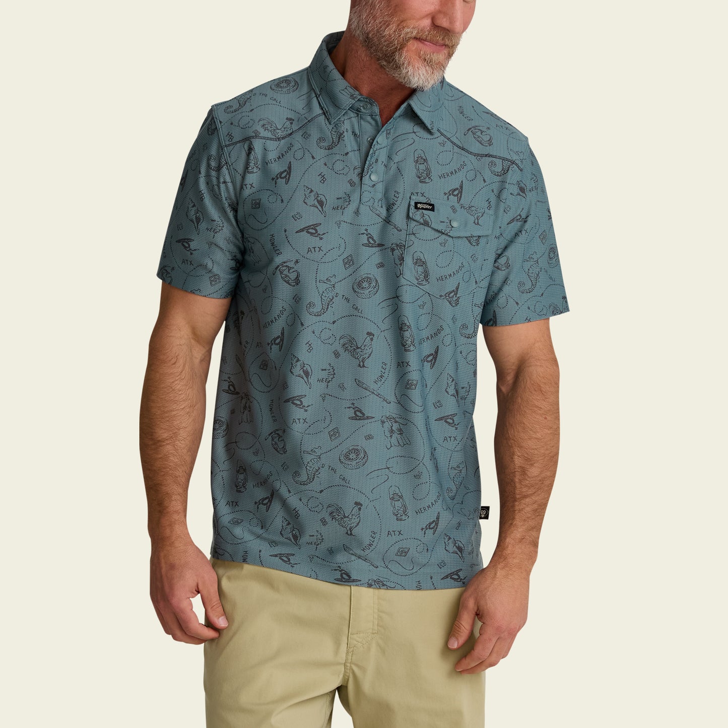 Ranchero Tech Polo - Sea Rodeo : Iron Blue