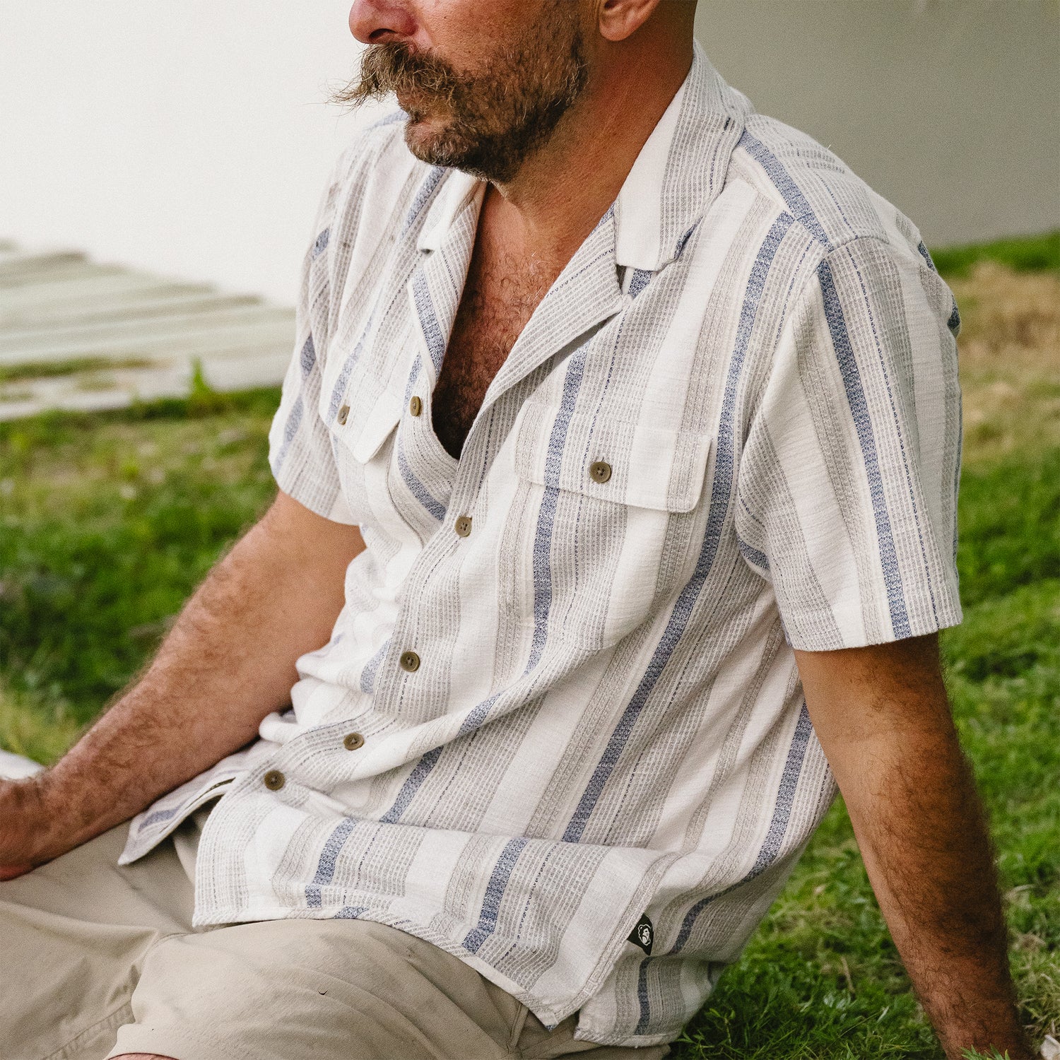 Shores Club Shirt - Old Bill Stripe : Limestone