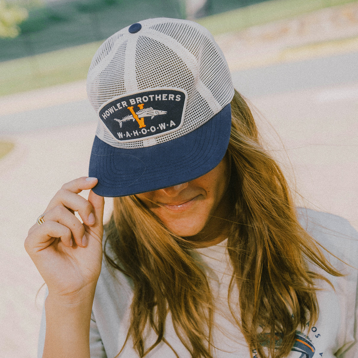 UVA Feedstore Snapback -  Parchment / Blue - View 2